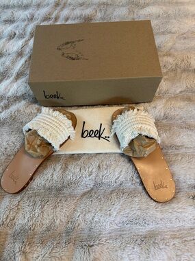 NIB Beek Luxury Fringe Slide Sandals